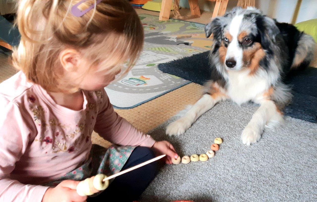 Kind spielt mit Nyla